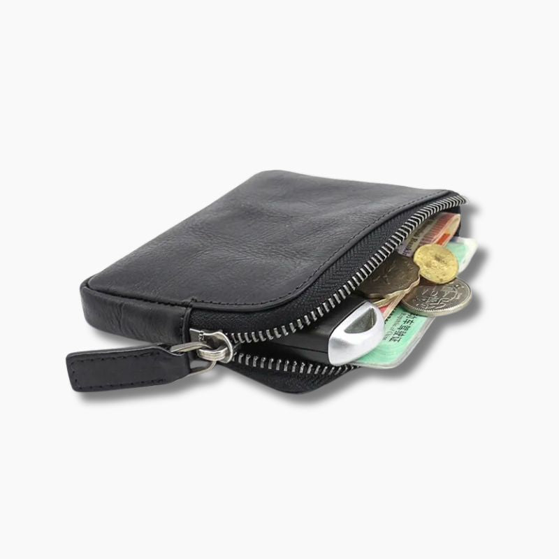 Porte monnaie cuir noir homme L'artisan Cuir