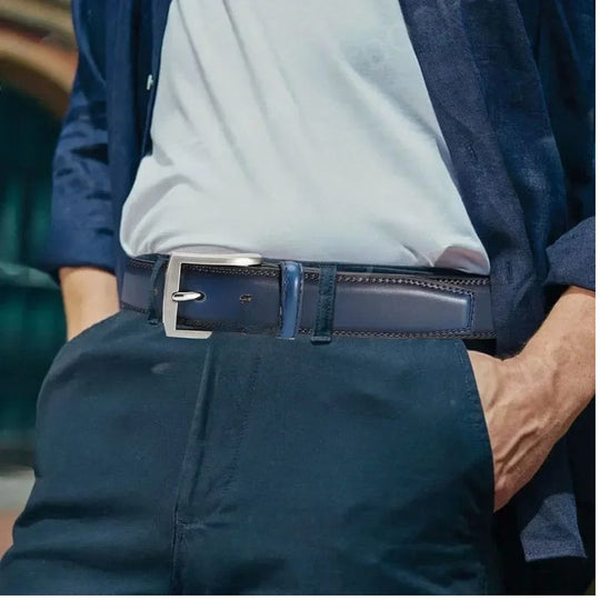 Ceinture cuir homme bleu L'artisan Cuir