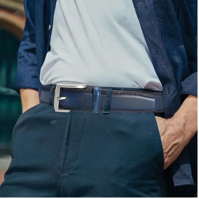 Ceinture cuir homme bleu L'artisan Cuir