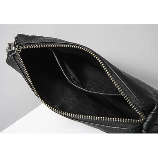 Pochette Cuir Noir Froissé Homme Compacte L'artisan Cuir