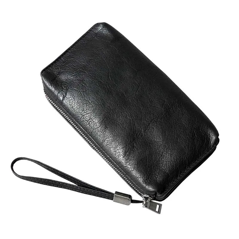 Pochette Cuir Noir Froissé Homme Compacte L'artisan Cuir