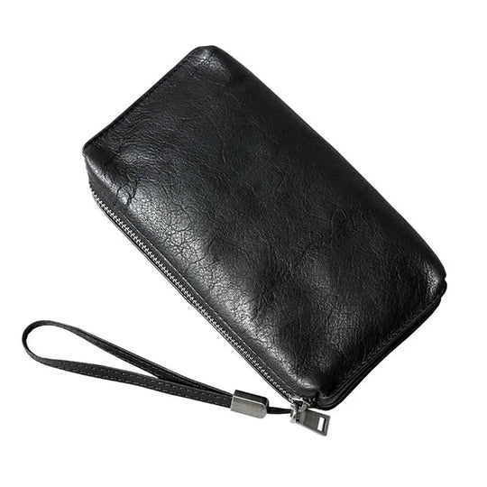 Pochette Cuir Noir Froissé Homme Compacte L'artisan Cuir
