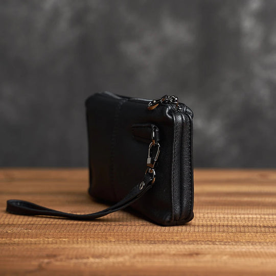 Petite Pochette Cuir Homme – Cuir de Vachette Lisse, Dragonne Amovible L'artisan Cuir