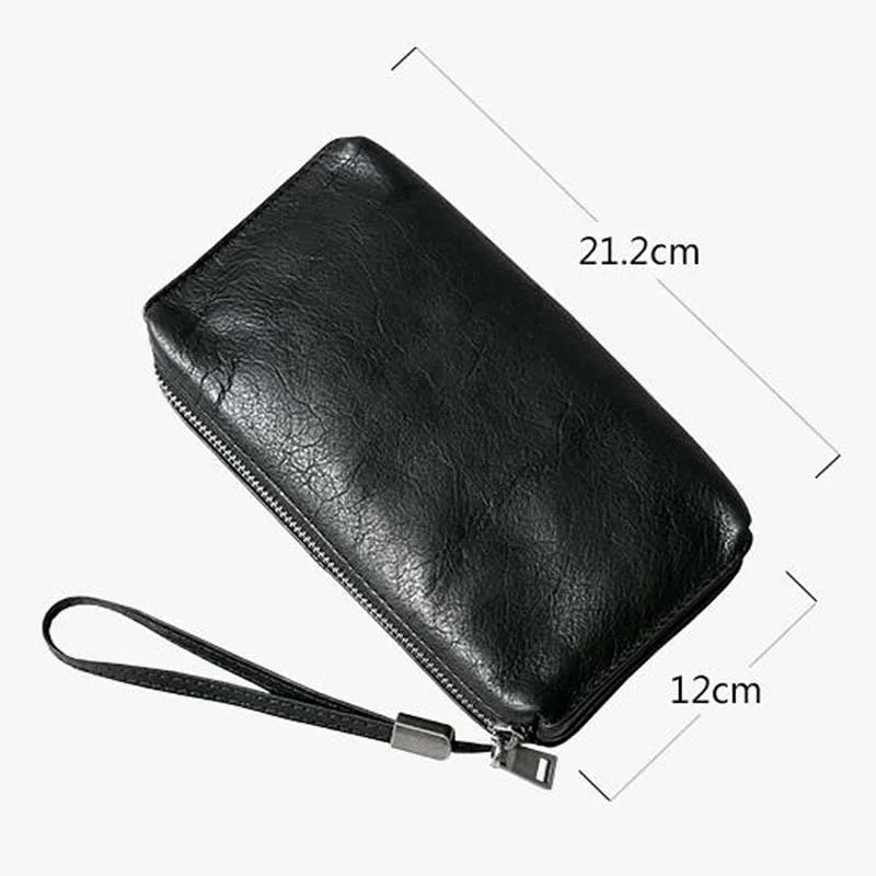 Pochette Cuir Noir Froissé Homme Compacte L'artisan Cuir