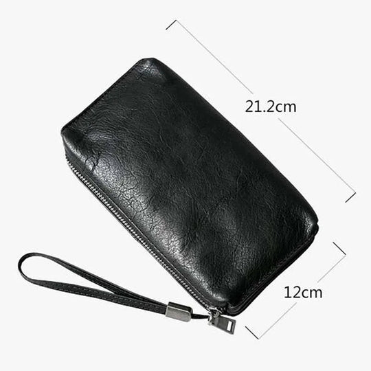 Pochette Cuir Noir Froissé Homme Compacte L'artisan Cuir