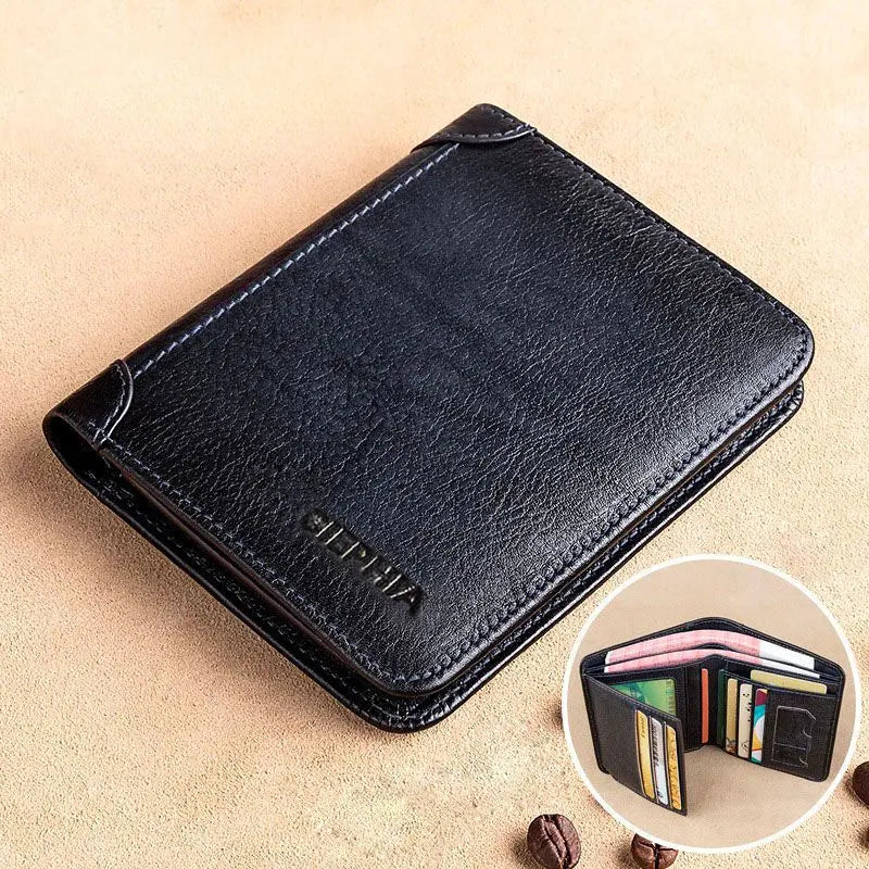 Portefeuille pour homme en cuir véritable avec porte-monnaie, porte Portefeuille pour homme en cuir véritable avec porte-monnaie, porte