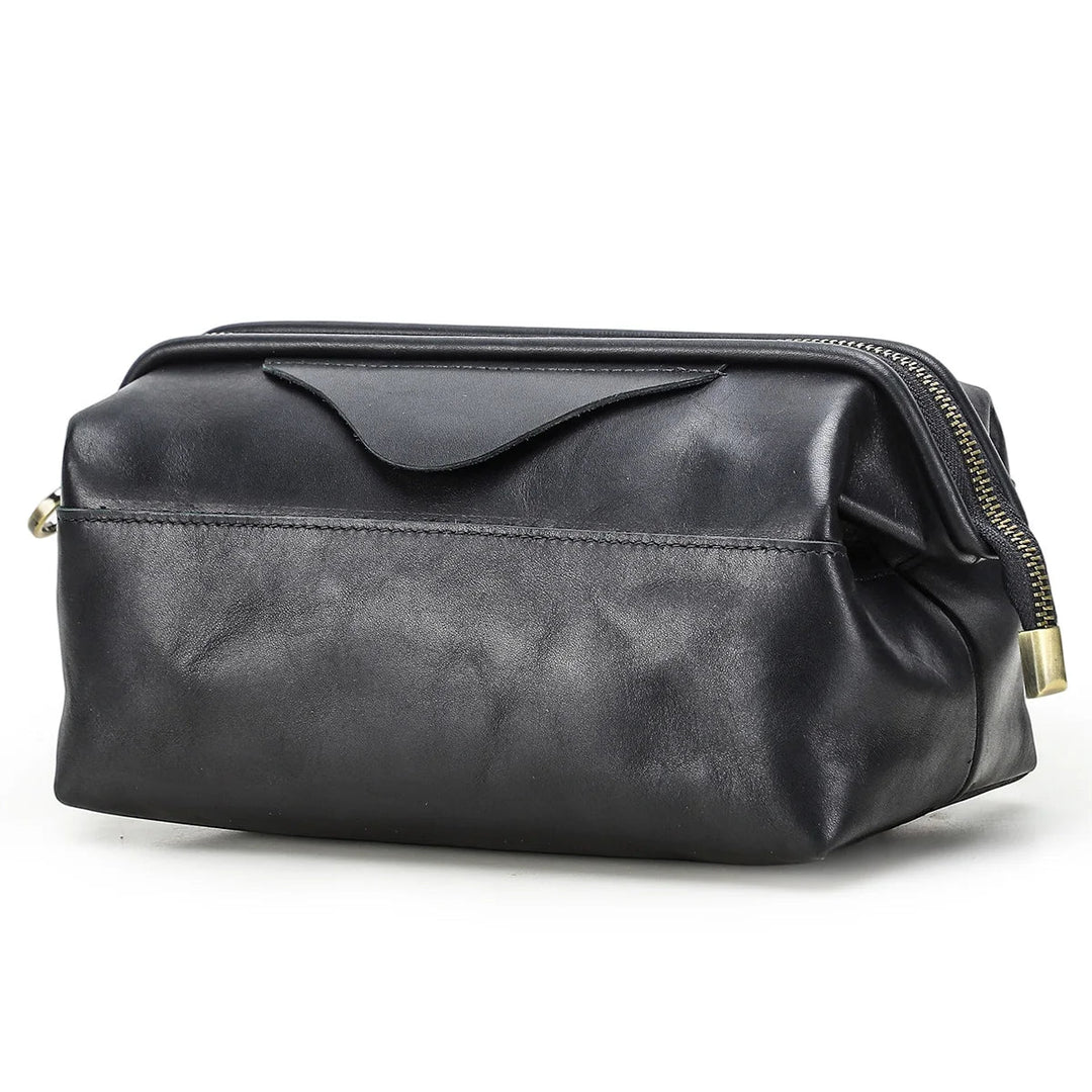 Pochette Cuir Homme à Armature Marron – Trousse de Toilette Zippée L'artisan Cuir