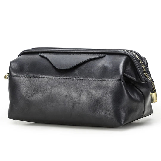 Pochette Cuir Homme à Armature Marron – Trousse de Toilette Zippée L'artisan Cuir