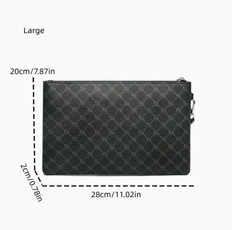 Pochette Poignet Homme à Motif Damier Noir – Zippée avec Dragonne L'artisan Cuir