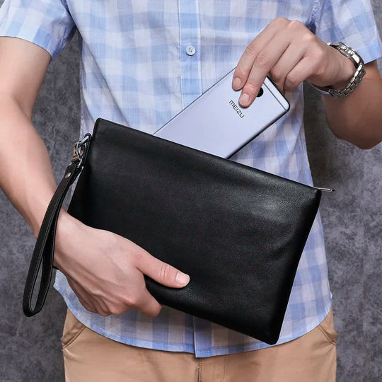 Pochette Enveloppe Cuir Souple Homme Noire L'artisan Cuir