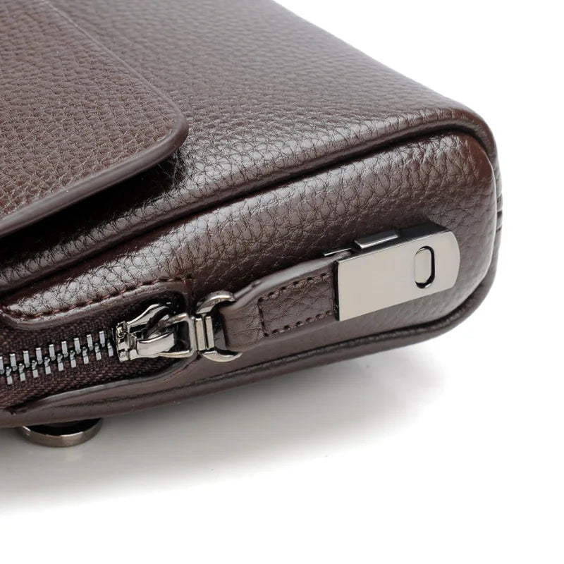 Pochette Homme Noire à Rabat – Effet Grainé, Multi-Poches avec Porte-Clés L'artisan Cuir
