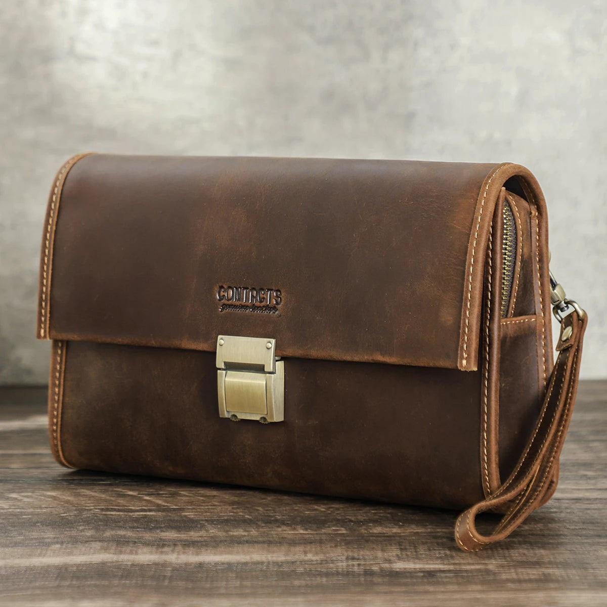 Pochette Cuir Homme à Rabat avec Fermoir Laiton – Style Cartable Vintage L'artisan Cuir