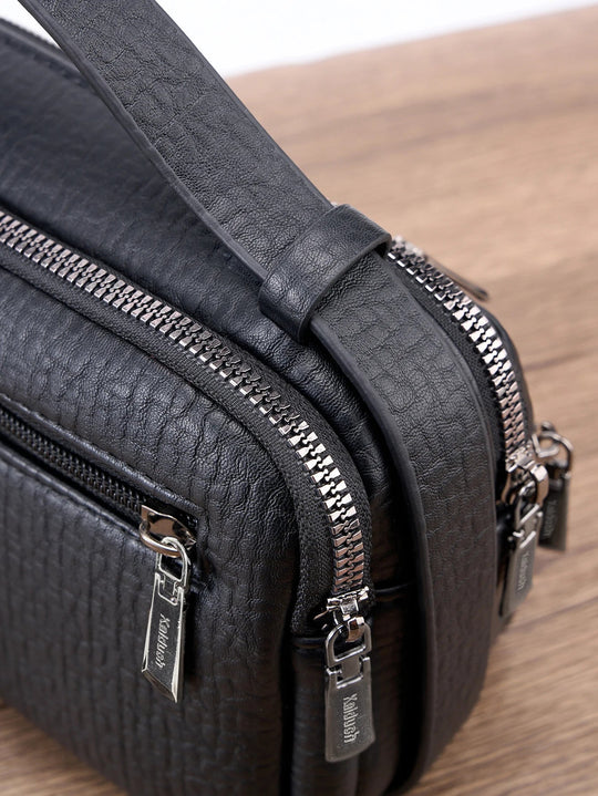 Pochette Homme Noire Double Zip avec Poignée L'artisan Cuir