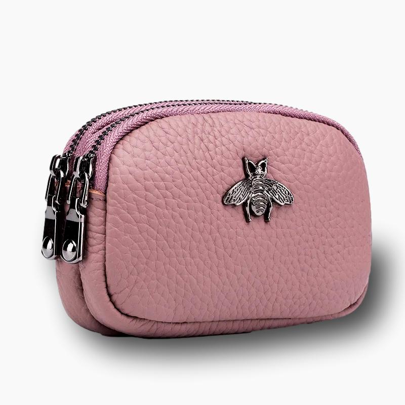 Porte monnaie femme cuir rose L'artisan Cuir