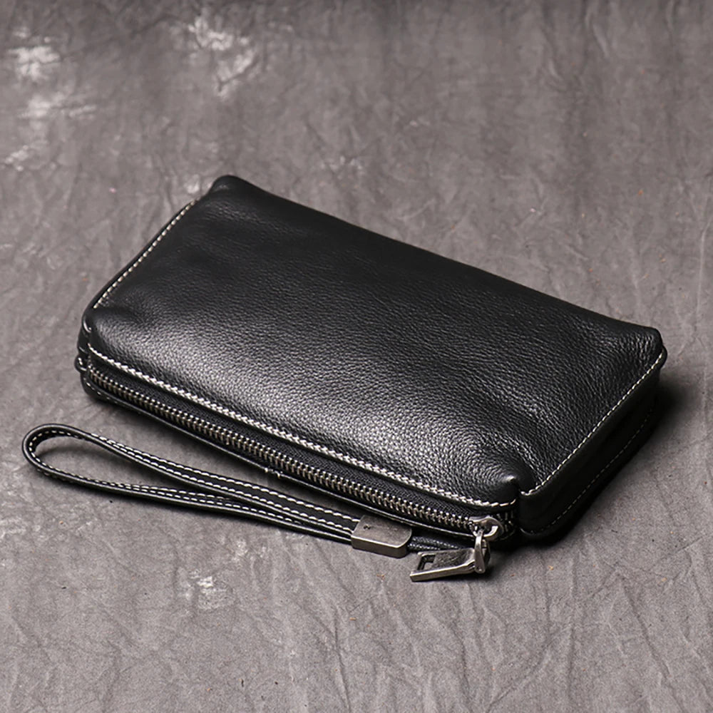 Pochette Cuir Grainé Noir Zip Intégral L'artisan Cuir