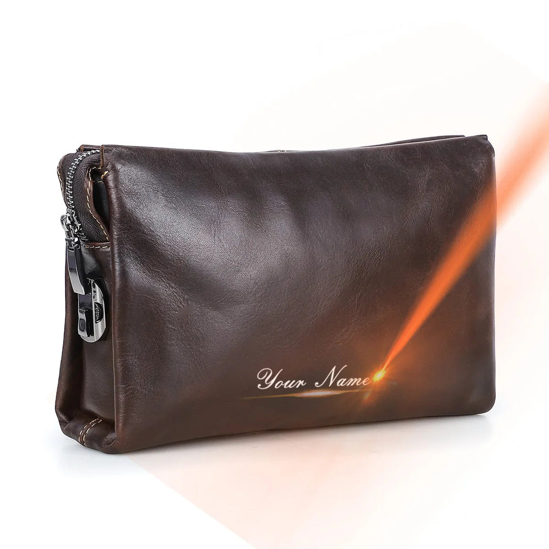 Pochette Cuir Homme Marron Foncé – Zippée avec Serrure à Code L'artisan Cuir