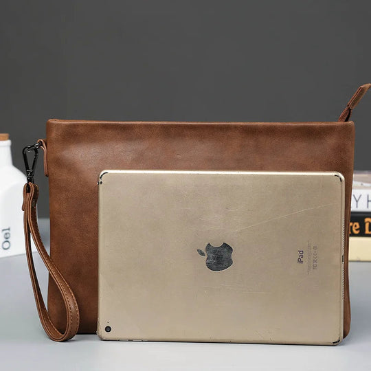 Pochette Tablette Homme Camel Effet Vieilli L'artisan Cuir