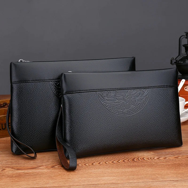 Pochette Homme Marron Business – Effet Grainé, Zippée avec Dragonne L'artisan Cuir