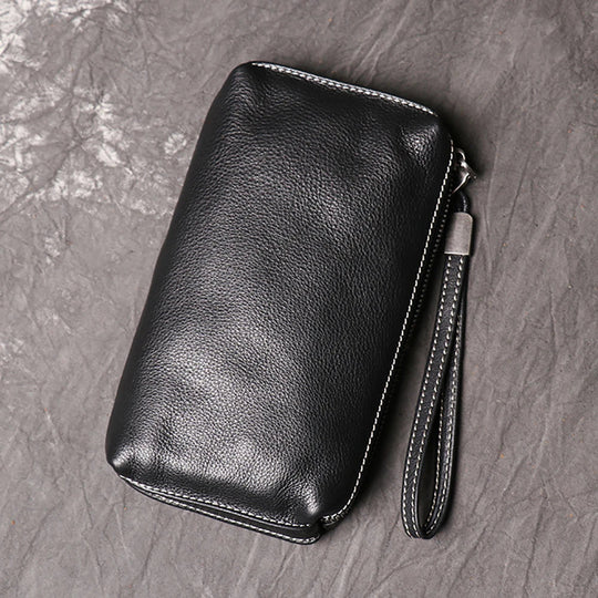 Pochette Cuir Grainé Noir Zip Intégral L'artisan Cuir