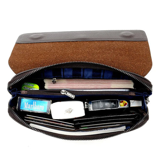 Pochette Homme Noire à Rabat – Effet Grainé, Multi-Poches avec Porte-Clés L'artisan Cuir