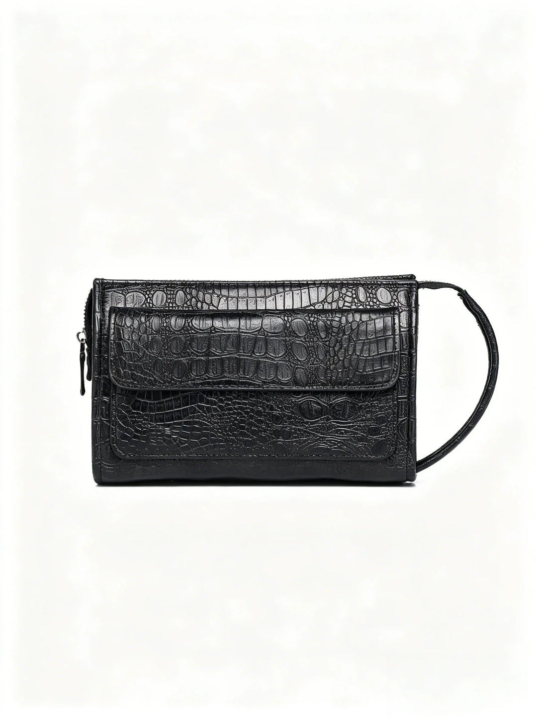 Pochette Homme Effet Croco Marron – à Rabat, Zippée avec Dragonne L'artisan Cuir