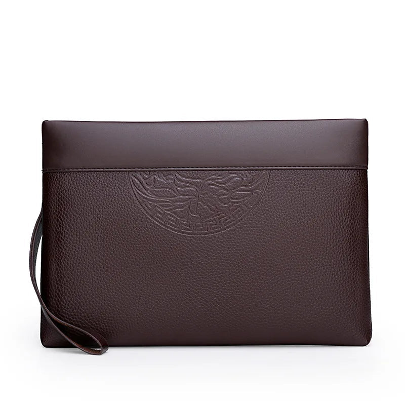 Pochette Homme Marron Business – Effet Grainé, Zippée avec Dragonne L'artisan Cuir