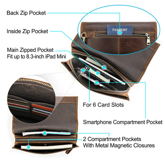Pochette Cuir Homme à Rabat avec Fermoir Laiton – Style Cartable Vintage L'artisan Cuir