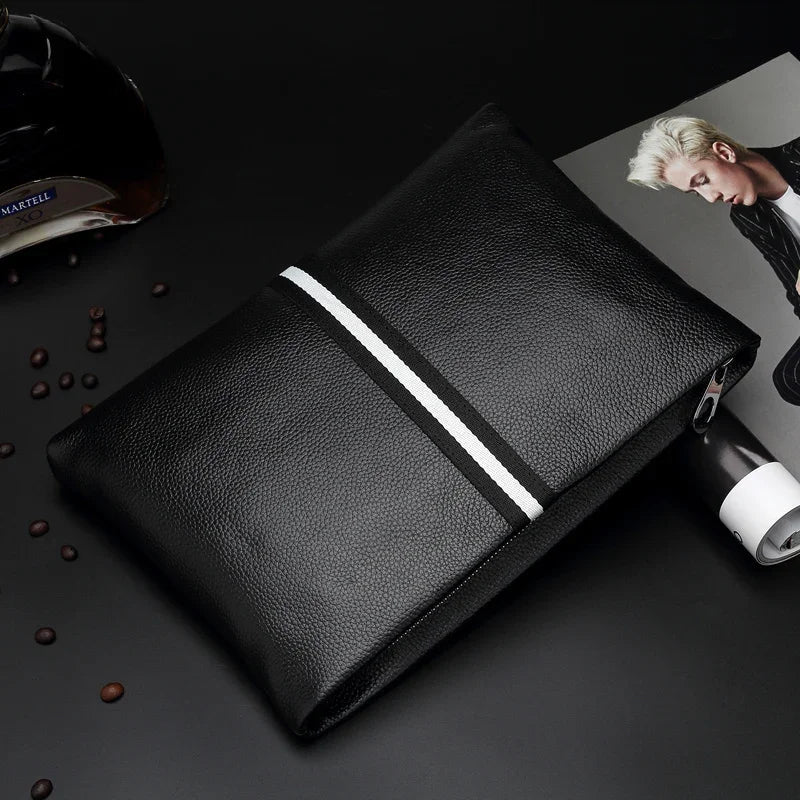 Pochette Cuir de Vachette Noire avec Dragonne L'artisan Cuir