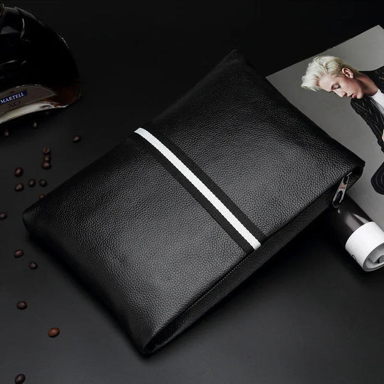 Pochette Cuir de Vachette Noire avec Dragonne L'artisan Cuir