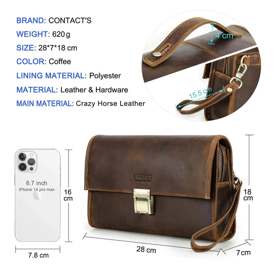 Pochette Cuir Homme à Rabat avec Fermoir Laiton – Style Cartable Vintage L'artisan Cuir