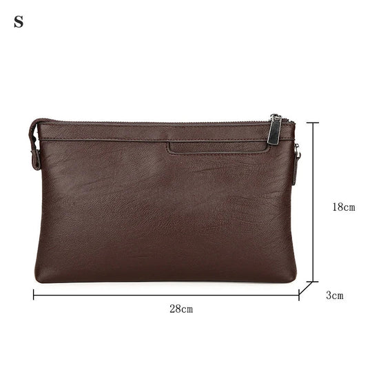 Pochette Homme Plate Marron Foncé – Zippée, Multi-Poches L'artisan Cuir