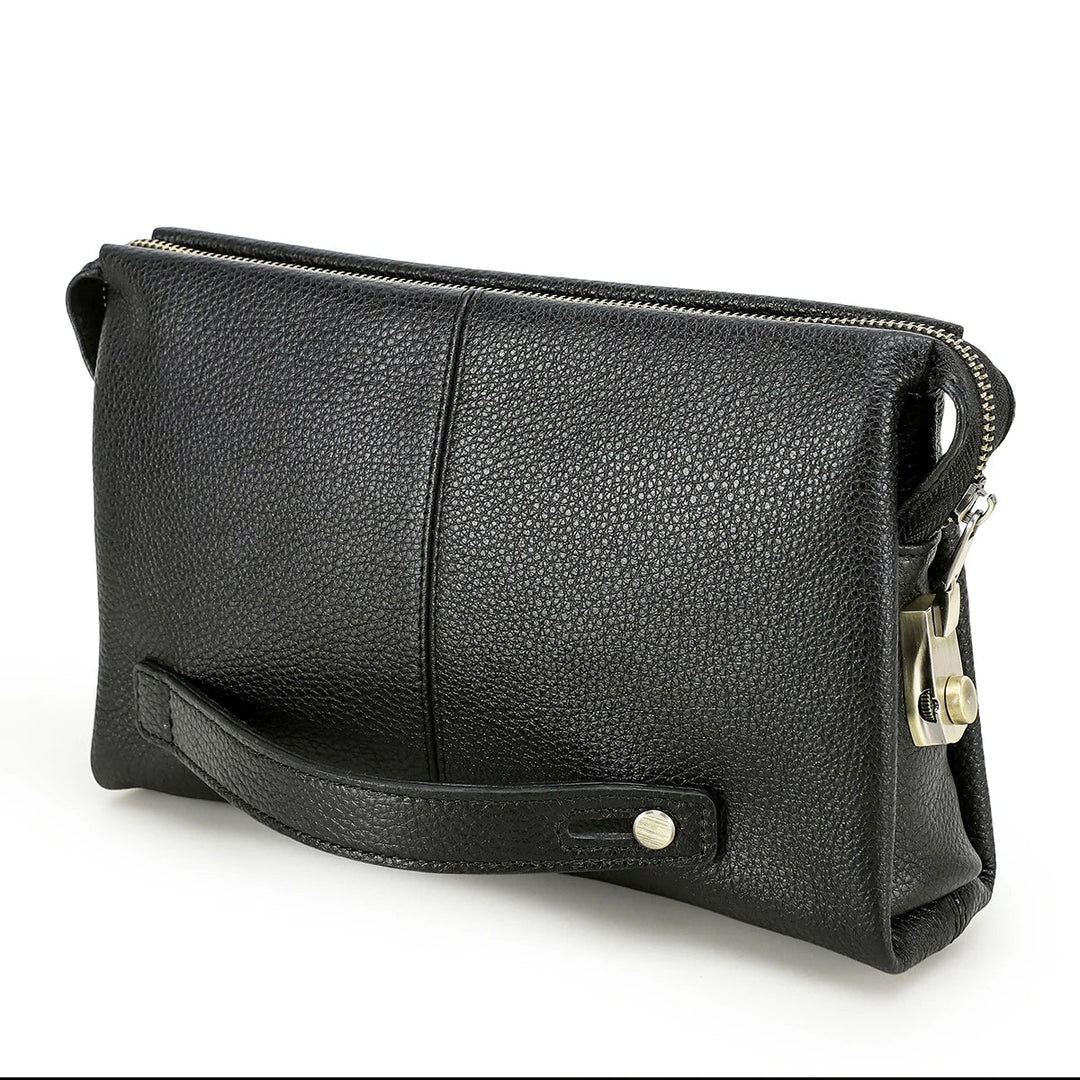 Pochette Cuir Homme Marron Foncé – Zippée avec Serrure à Code L'artisan Cuir