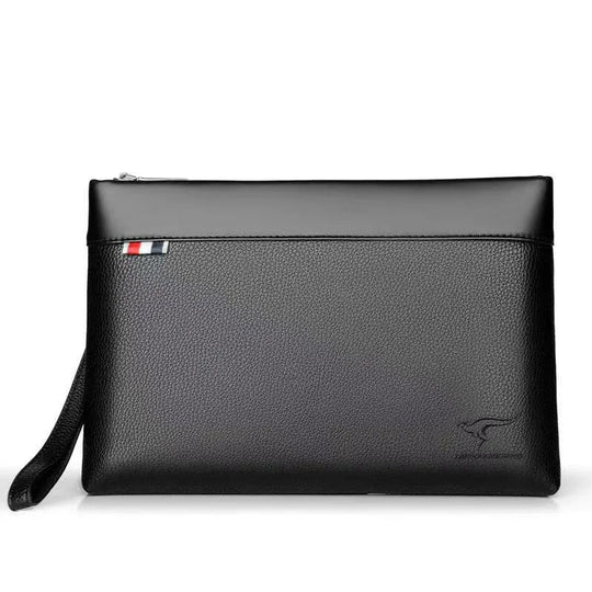 Pochette Homme Business Noire – Effet Grainé, Zippée avec Dragonne L'artisan Cuir
