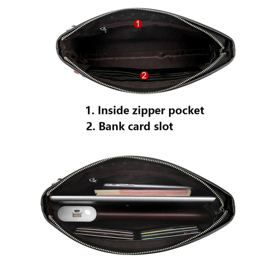 Pochette Homme Business Noire – Effet Grainé, Zippée avec Dragonne L'artisan Cuir