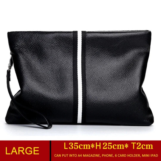 Pochette Cuir de Vachette Noire avec Dragonne L'artisan Cuir