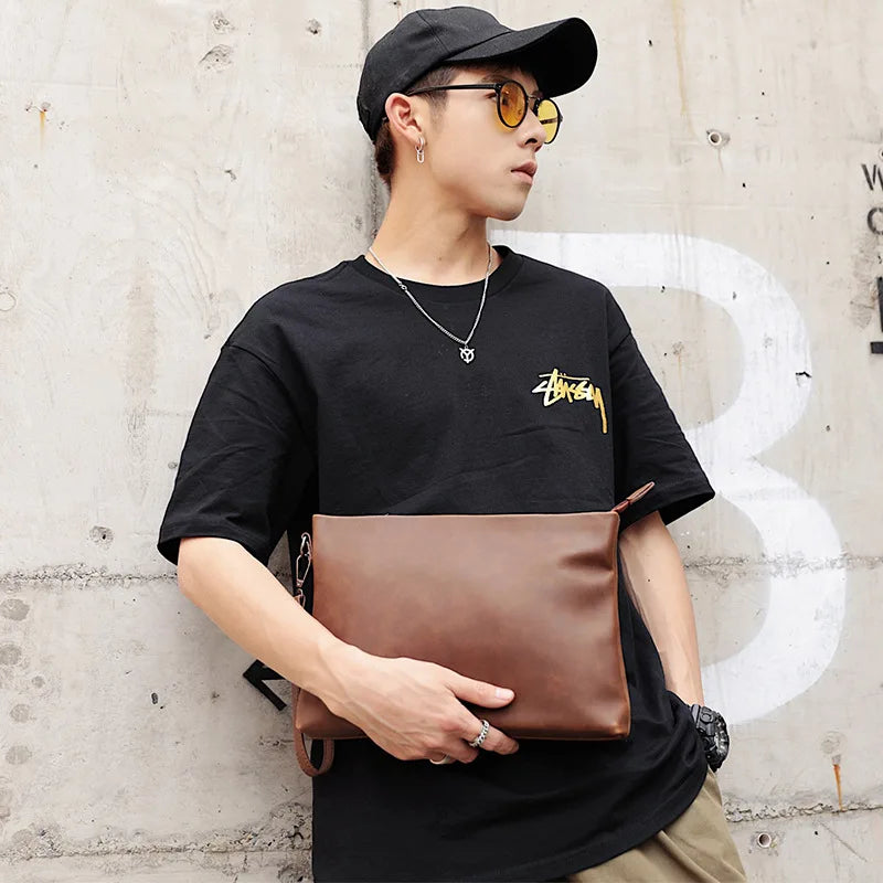 Pochette Tablette Homme Camel Effet Vieilli L'artisan Cuir