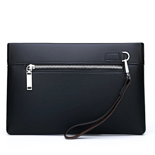 Pochette Homme Business Noire – Effet Grainé, Zippée avec Dragonne L'artisan Cuir