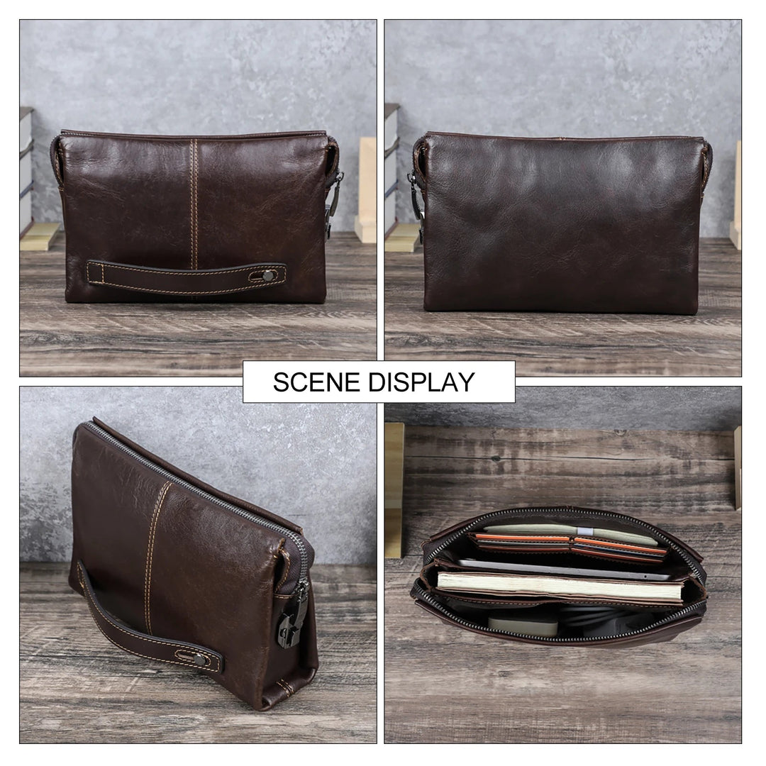 Pochette Cuir Homme Marron Foncé – Zippée avec Serrure à Code L'artisan Cuir