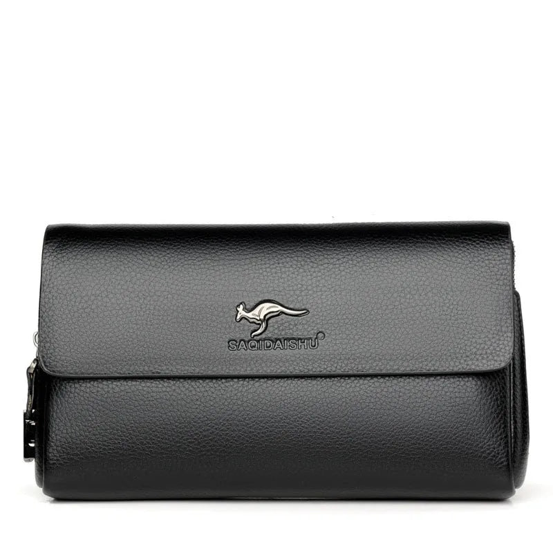 Pochette Homme Noire à Rabat – Effet Grainé, Multi-Poches avec Porte-Clés L'artisan Cuir