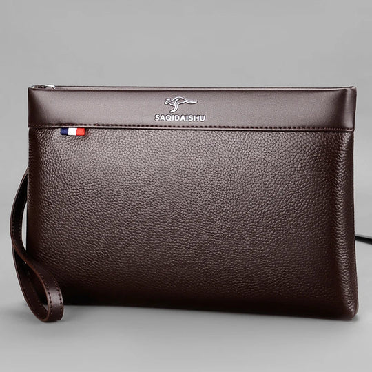 Pochette Cuir Homme Business – Cuir Grainé, Zippée avec Dragonne, Noir ou Marron L'artisan Cuir