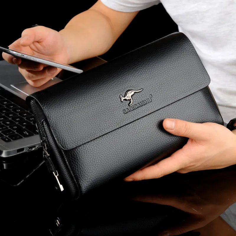 Pochette Homme Noire à Rabat – Effet Grainé, Multi-Poches avec Porte-Clés L'artisan Cuir