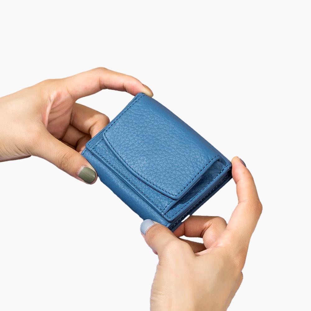 Porte-monnaie femme cuir bleu L'artisan Cuir