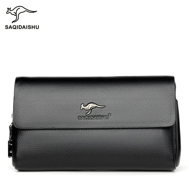 Pochette Homme Noire à Rabat – Effet Grainé, Multi-Poches avec Porte-Clés L'artisan Cuir