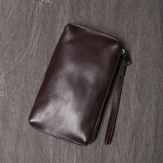 Pochette Cuir Grainé Noir Zip Intégral L'artisan Cuir
