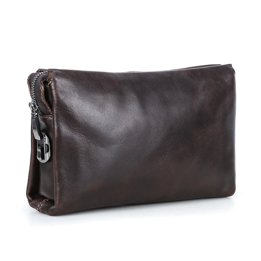 Pochette Cuir Homme Marron Foncé – Zippée avec Serrure à Code L'artisan Cuir