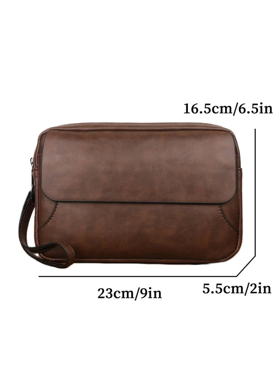 Pochette Homme Marron à Rabat – Grand Volume, Zippée avec Dragonne L'artisan Cuir