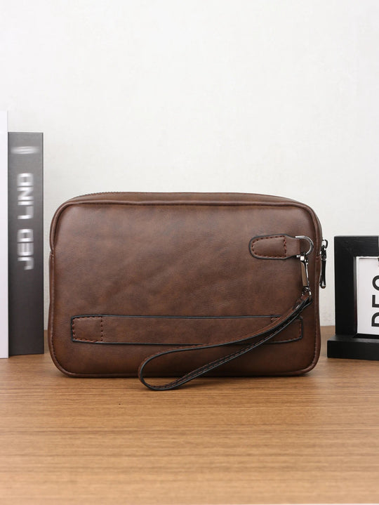 Pochette Homme Marron à Rabat – Grand Volume, Zippée avec Dragonne L'artisan Cuir