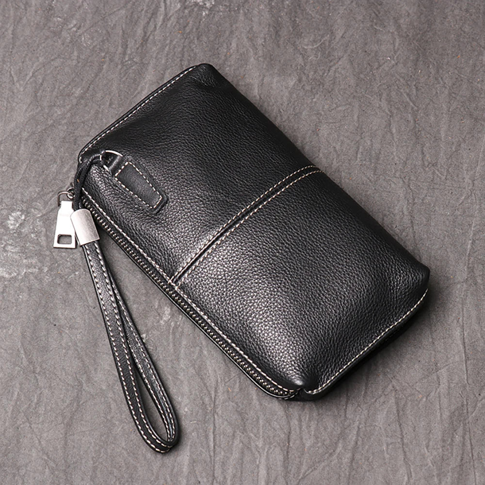Pochette Cuir Grainé Noir Zip Intégral L'artisan Cuir