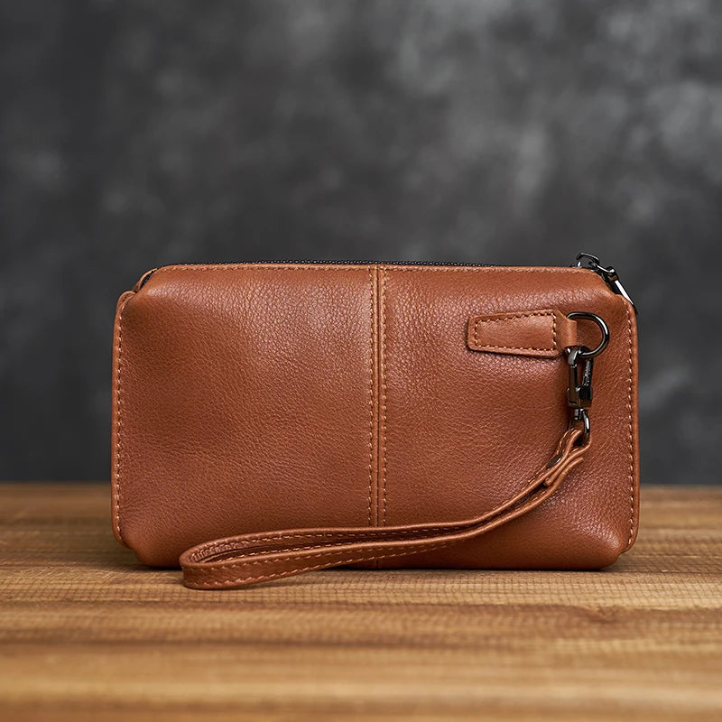 Petite Pochette Cuir Homme – Cuir de Vachette Lisse, Dragonne Amovible L'artisan Cuir