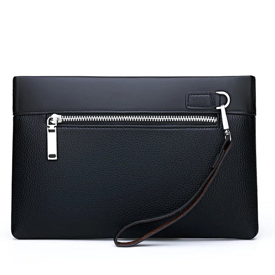Pochette Homme Marron Business – Effet Grainé, Zippée avec Dragonne L'artisan Cuir